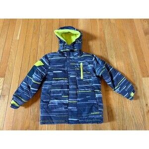 Chaps boys Sz 5/6 Hooded Winter Gray Full Zip Up Jacket Coat